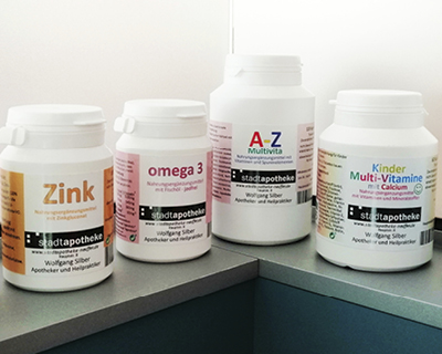 leistung-eigenmarke Medikamenten Eigenmarken Zink, omega 3 und Multivitamintabletten