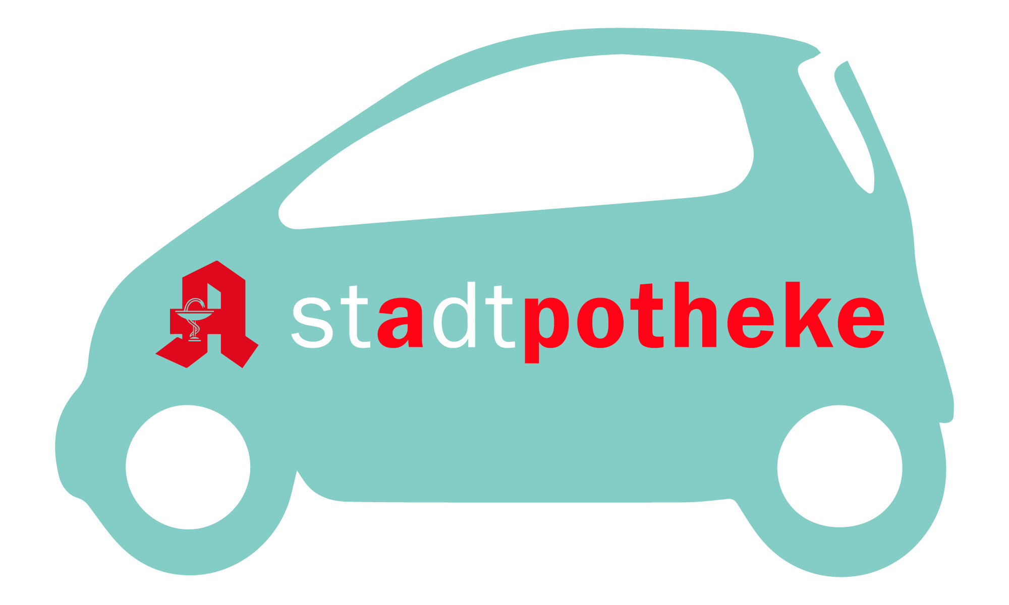 Symbol eines Autos mit dem Logo der Stadt-Apotheke Neuffen